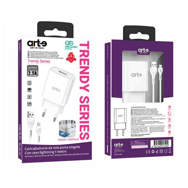 Caricabatteria da rete 2.1A usb  con cavo lightning - immagine 8