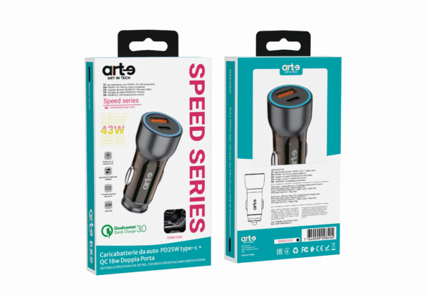 Caricabatteria da auto 18W QC3.0+PD25W USB TYPE-C - immagine 4
